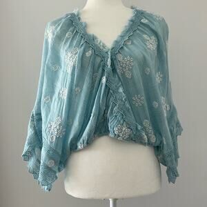 Free People Blue Floral Top